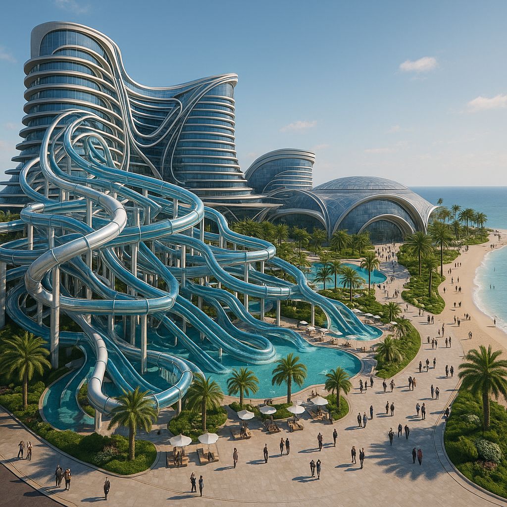 PARQUE AQUÁTICO FUTURISTA À BEIRA - MAR