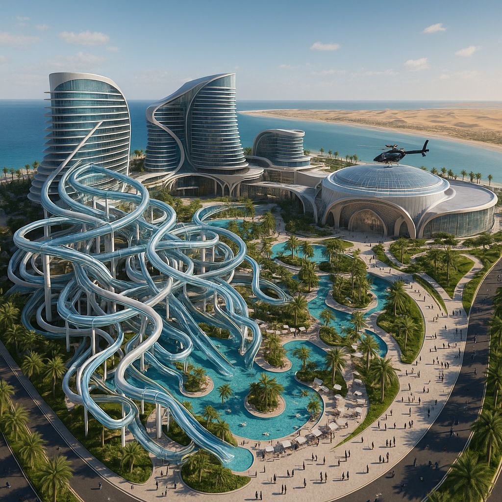 PARQUE AQUÁTICO FUTURISTA À BEIRA - MAR